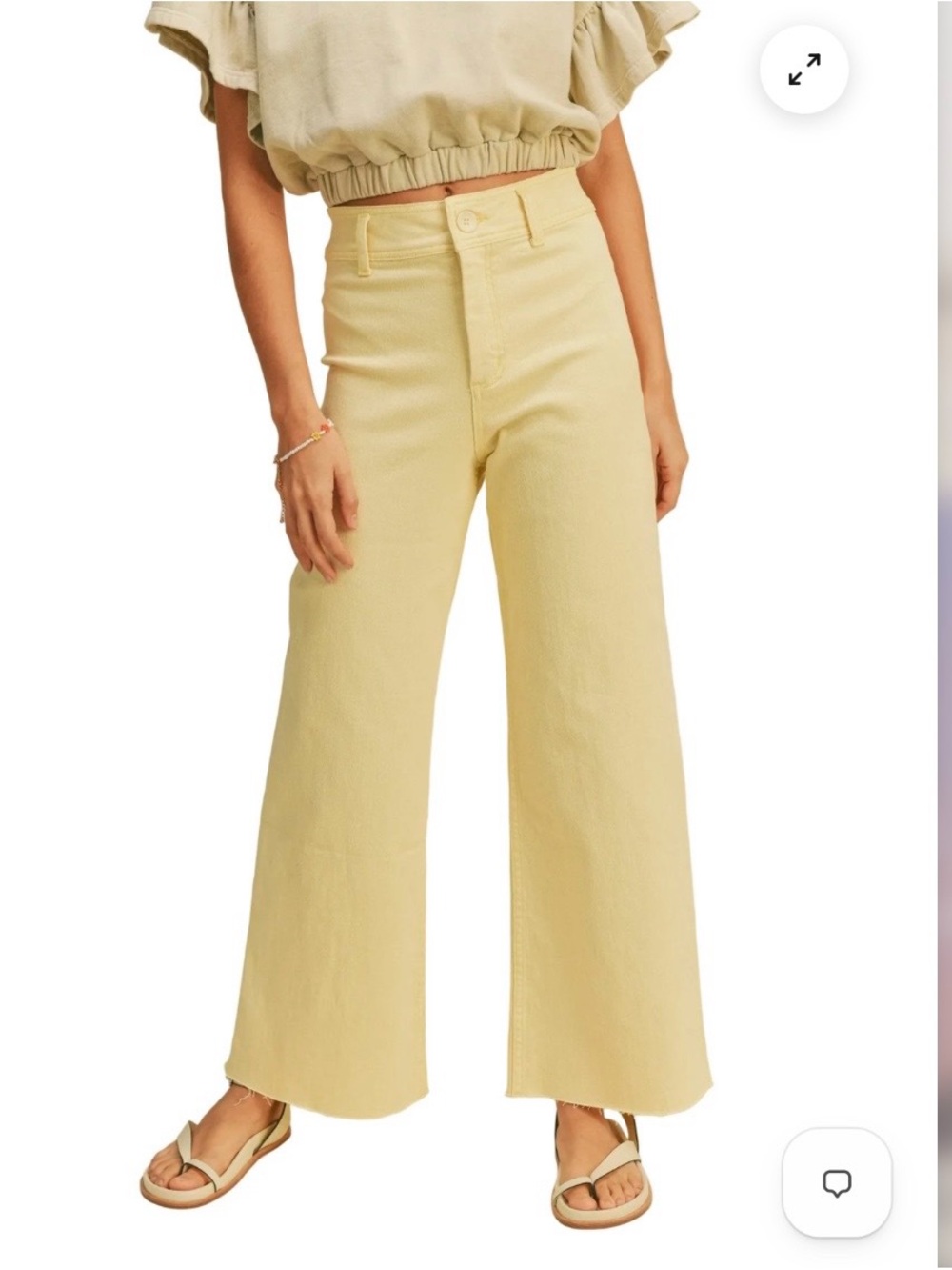 Miou Muse Butter Yellow Wide Leg Jeans – Size Small